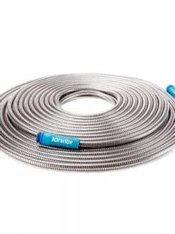 Sun Joe AJSGH100 Heavy-Duty Spiral Constructed Stainless Steel Garden Hose | 100-Feet | 1/2 In. Diameter